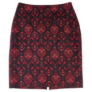 Ann Taylor Red and Black Knee-Length Pencil Skirt
